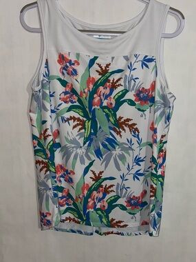 COLUMBIA WOMEN'S WHITE MAGNOLIA PRINT CHILL RIVER UPF 50 TANK TOP Size large